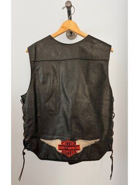 Black Vest Purple Hog Leathers Harley-Davidson Patch Mens Size 42 Made In USA